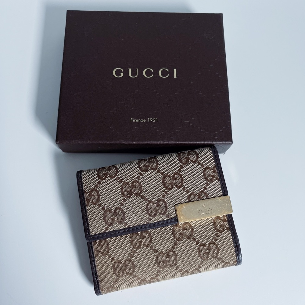 Authentic Gucci Monogram Canvas and Leather Wallet